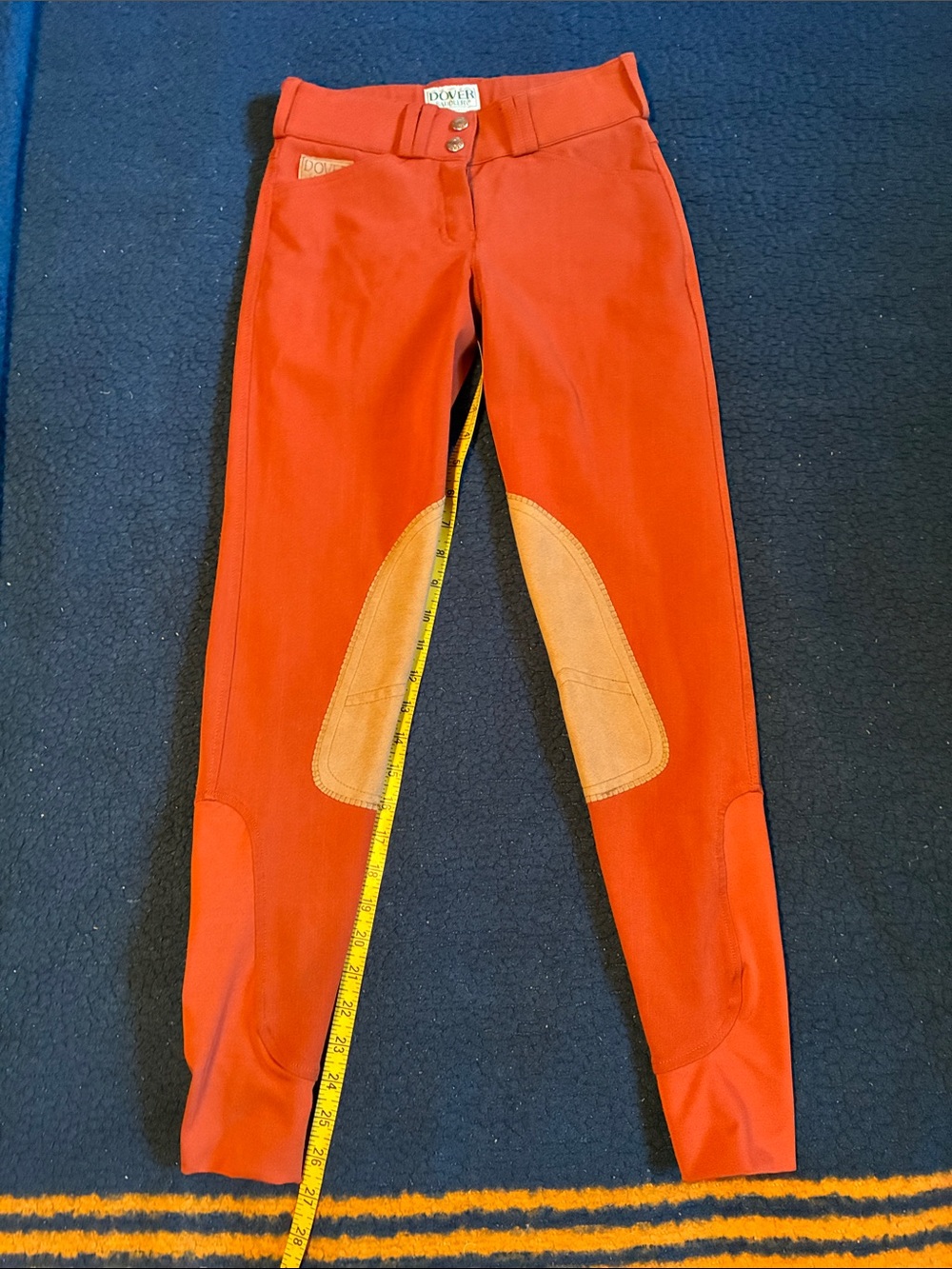 Dover saddlery Rust/orange Riding Breeches with Tan Knee Patches
